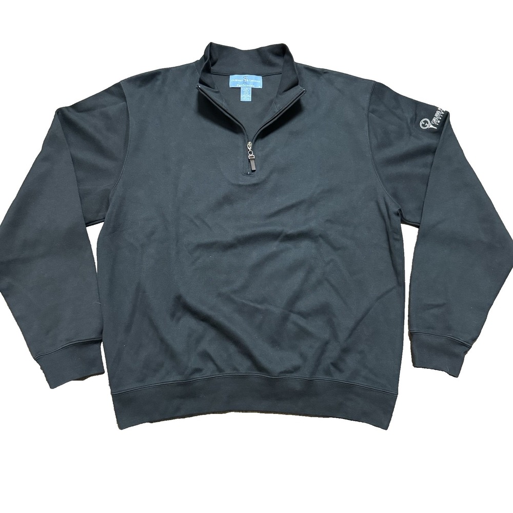 Fairway Greene Performance 1/4 Zip Pullover Sweater Men's Size Large Black Logo